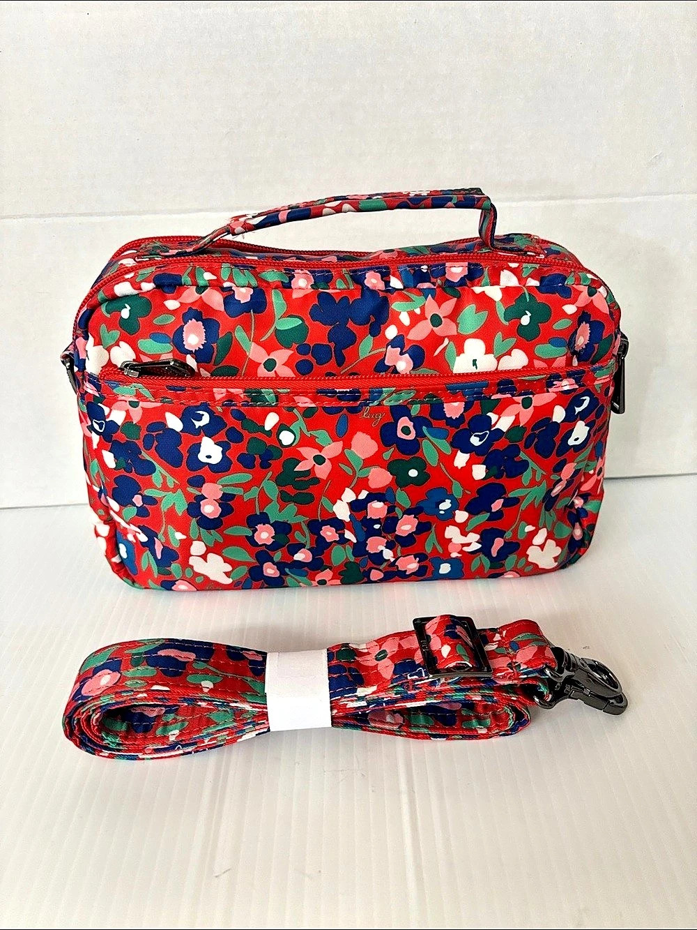 Lug Scoop Crossbody Floral Travel Crossbody Bag in multi-color